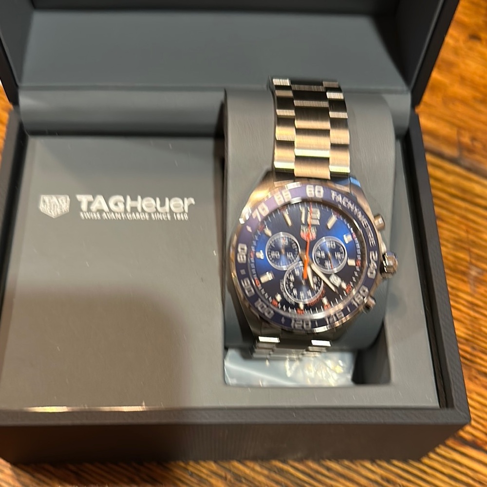 Tag Heuer Men's Silver and Blue Watch